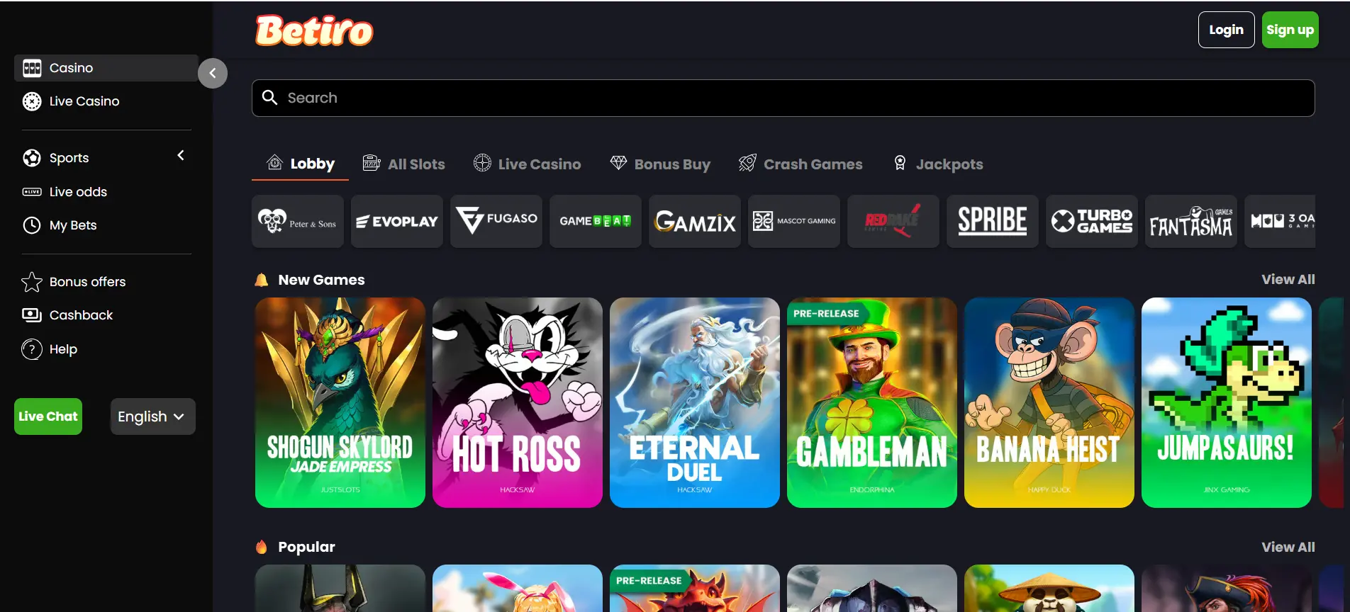 Nieuwe gokkasten bij Betiro Casino